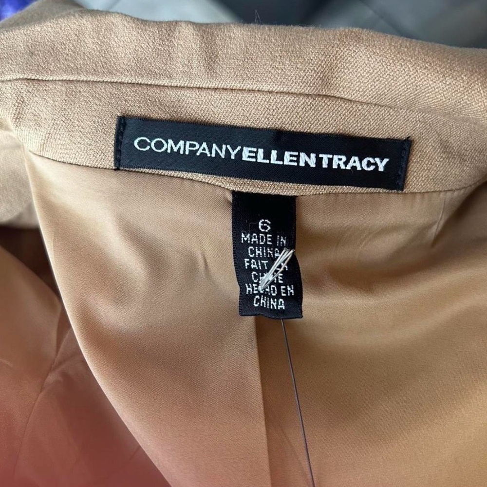 Company Ellen Tracy Blazer Khaki Tan Career Jacket Tailored Office Size 6 $228 - Picture 5 of 8